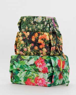 Baggu 3D Zip Set Pouches Photo Florals | 027QOXDTZ