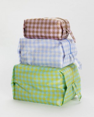 Baggu 3D Zip Set Travel Bags Pixel Gingham | 825BFERZD