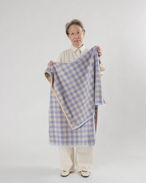 Baggu Bath Towels Blue Pixel Gingham | 910KHMJFO