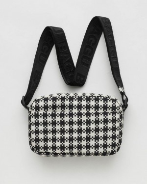 Baggu Camera Crossbody Bags Black & White Pixel Gingham | 785ESMUAJ