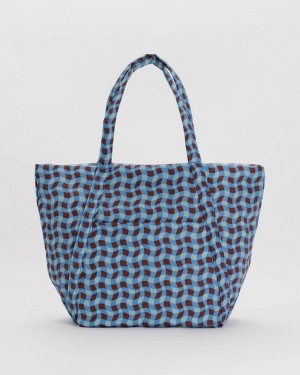 Baggu Cloud Tote Bags Wavy Gingham Blue | 539TDGFCP