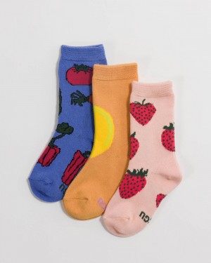 Baggu Crew Set of 3 Socks Fruits & Veggies | 543KPEJRM