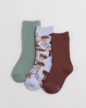 Baggu Crew Set of 3 Socks Mushroom Hunt | 674UGKQDY