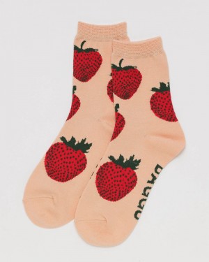 Baggu Crew Socks Strawberry | 930UEFAVZ