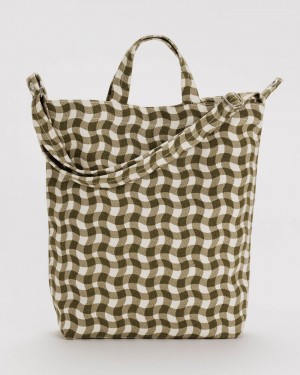 Baggu Duck Tote Bags Wavy Gingham Brown | 892MHTDRS