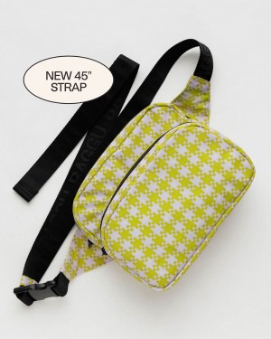 Baggu Fanny Pack Crossbody Bags Pink Pistachio Pixel Gingham | 123PERZNM