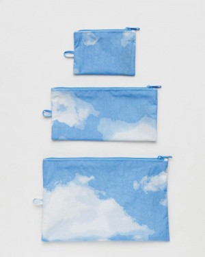 Baggu Flat Pouch Set Travel Bags Clouds | 462GMLZWK