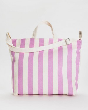 Baggu Horizontal Zip Duck Tote Bags Pink Awning Stripe | 026HOXKFA