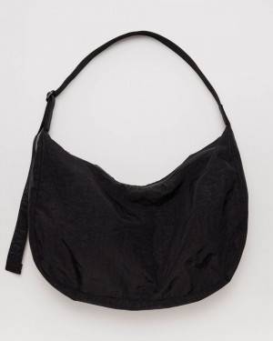 Baggu Large Nylon Crescent Crossbody Bags Black | 524TWPNKJ