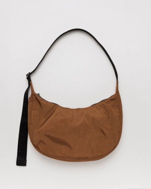 Baggu Medium Nylon Crescent Crossbody Bags Brown | 386WOINFK