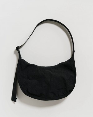 Baggu Medium Nylon Crescent Crossbody Bags Black | 450GMUOXV