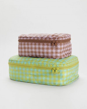 Baggu Packing Cube Set Pouches Pixel Gingham | 298YEWKJH