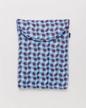 Baggu Puffy Laptop Sleeve 13"/14" Cases Wavy Gingham Blue | 078MERSTK