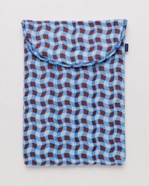 Baggu Puffy Laptop Sleeve 16" Cases Wavy Gingham Blue | 927PBARKW