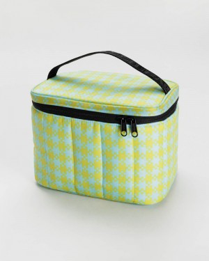 Baggu Puffy Lunch Bags Mint Pixel Gingham | 832OKCDJS