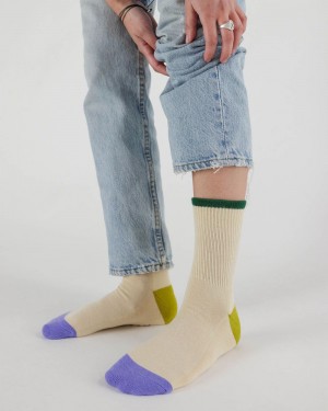 Baggu Ribbed Socks Ecru Mix | 203AZNUDG