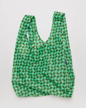 Baggu Standard Reusable Bags Wavy Gingham Green | 589WXVFEP