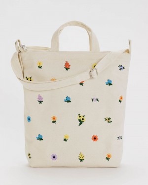 Baggu Zip Duck Tote Bags Embroidered Ditsy Floral | 961QXHACB