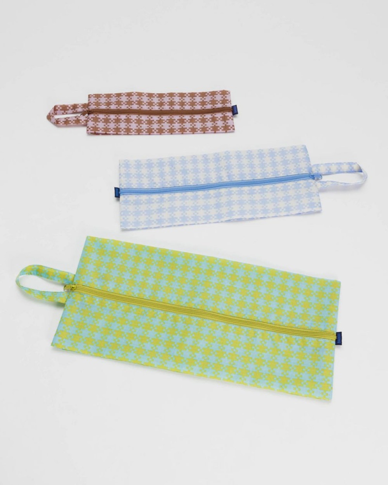 Baggu 3D Zip Set Travel Bags Pixel Gingham | 825BFERZD