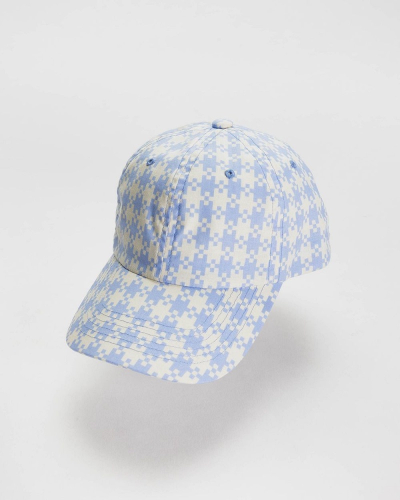 Baggu Baseball Cap Hats Blue Pixel Gingham | 765QTGVUD