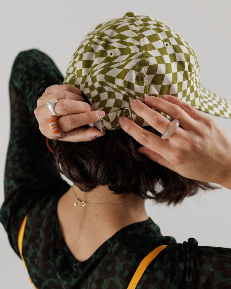 Baggu Baseball Cap Hats Moss Trippy Checker | 703OHIQVX