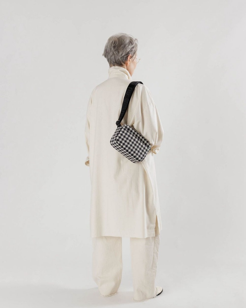 Baggu Camera Crossbody Bags Black & White Pixel Gingham | 785ESMUAJ