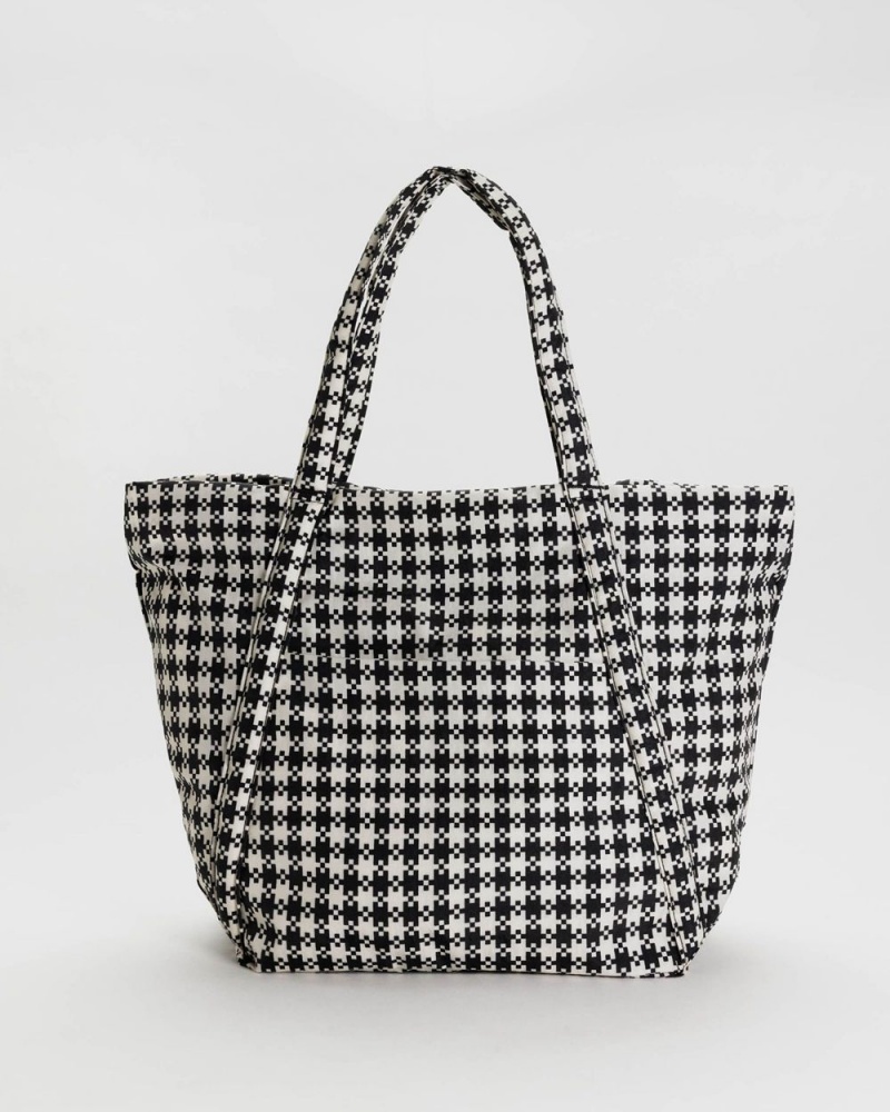 Baggu Cloud Tote Bags Black & White Pixel Gingham | 193EHWSMT