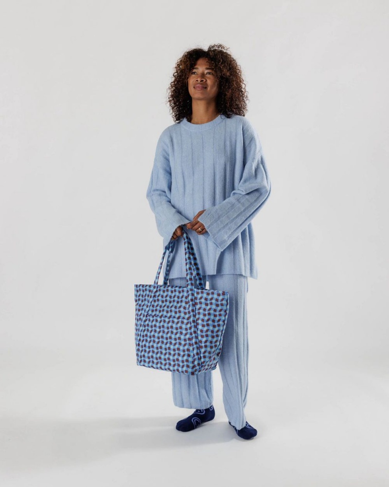 Baggu Cloud Tote Bags Wavy Gingham Blue | 539TDGFCP