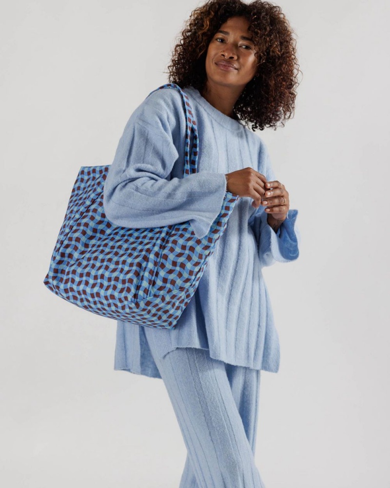 Baggu Cloud Tote Bags Wavy Gingham Blue | 539TDGFCP