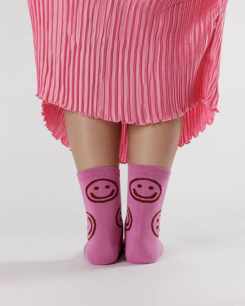 Baggu Crew Socks Extra Pink Happy | 809ACEFZB