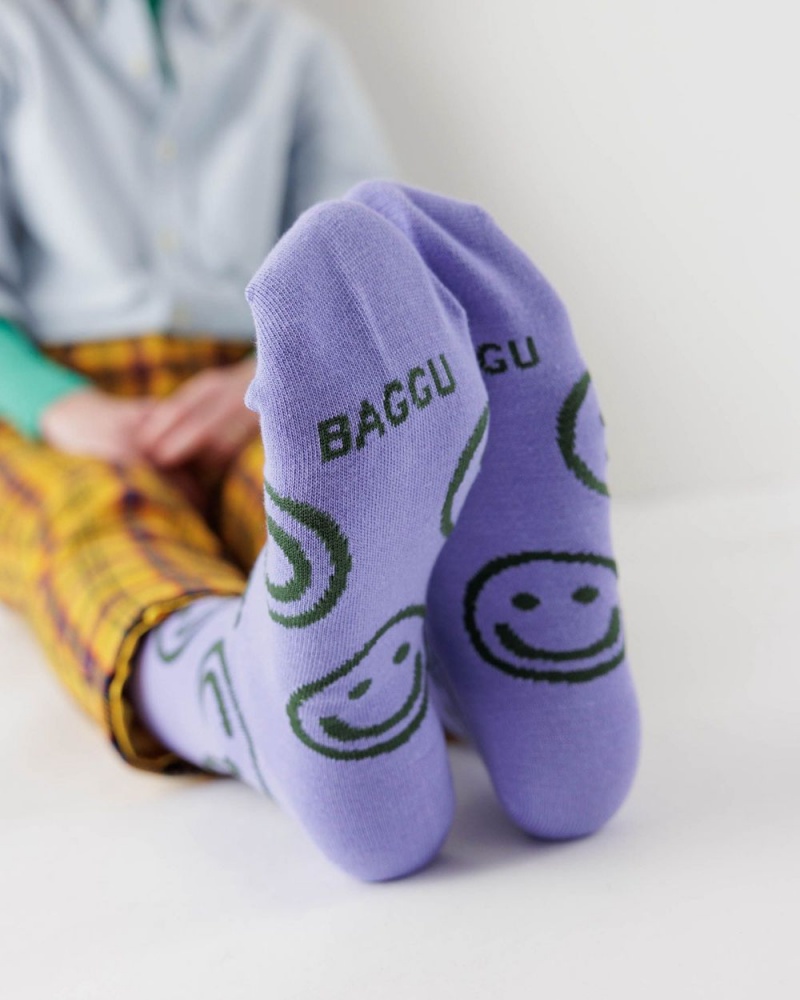 Baggu Crew Socks Lavender Happy | 758XFHCBW