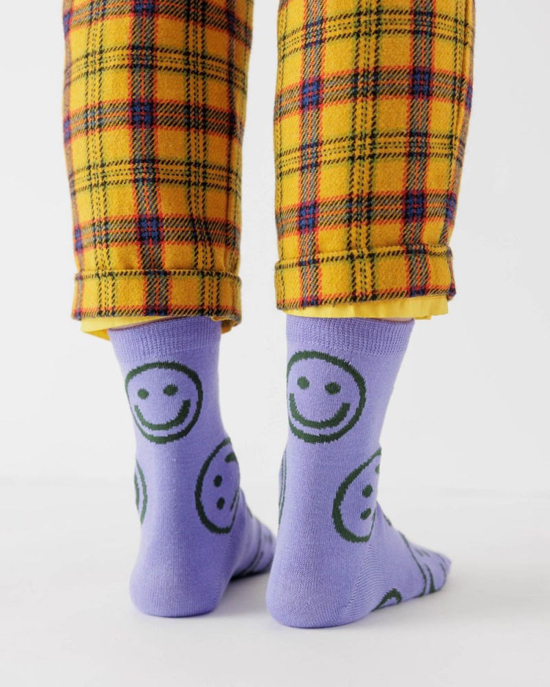 Baggu Crew Socks Lavender Happy | 758XFHCBW