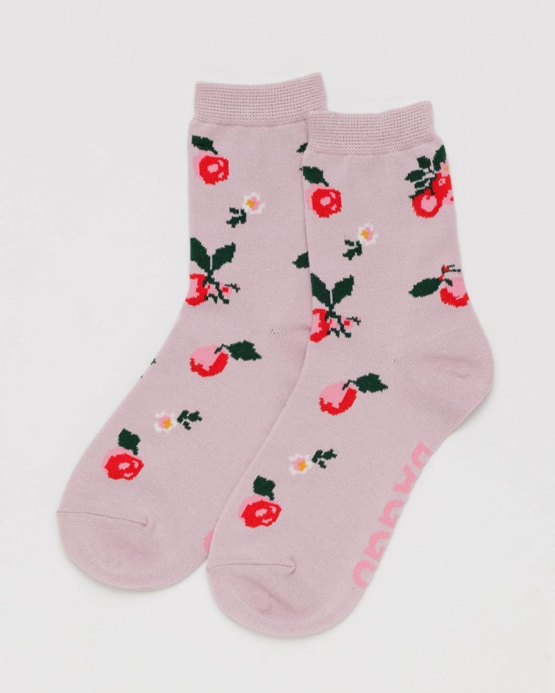 Baggu Crew Socks Needlepoint Apple | 462CQSUFX