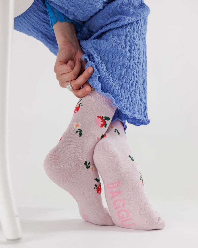 Baggu Crew Socks Needlepoint Apple | 462CQSUFX