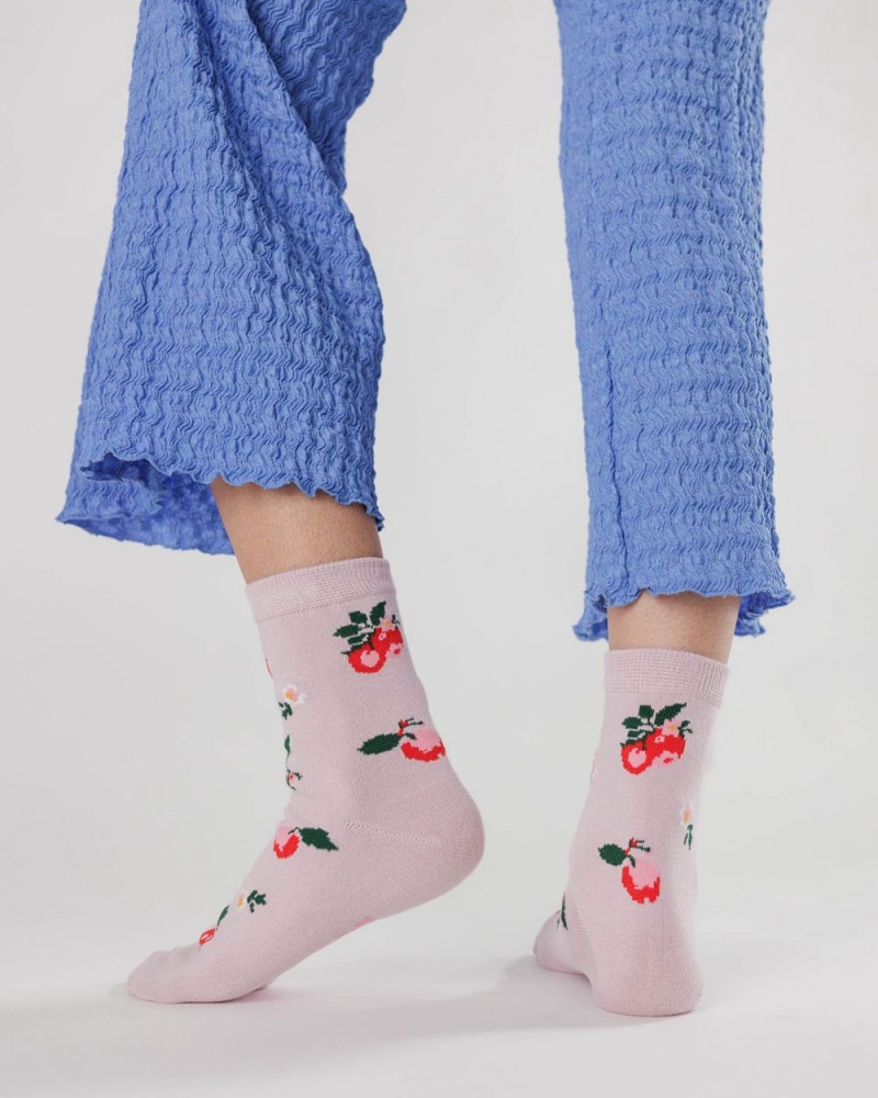 Baggu Crew Socks Needlepoint Apple | 462CQSUFX