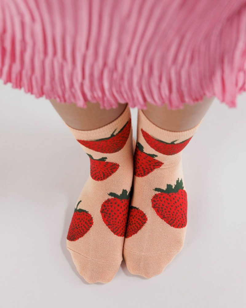 Baggu Crew Socks Strawberry | 930UEFAVZ