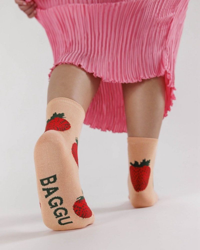 Baggu Crew Socks Strawberry | 930UEFAVZ