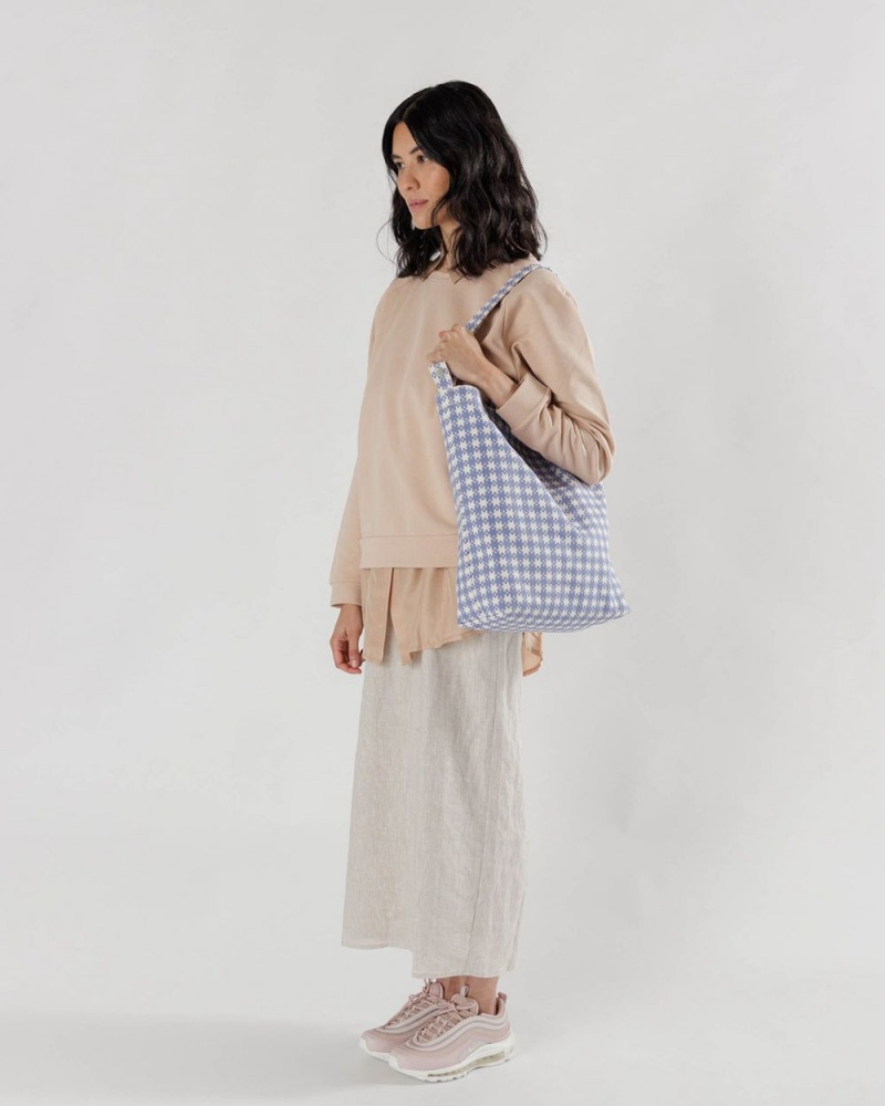 Baggu Duck Tote Bags Blue Pixel Gingham | 768WQEFVC