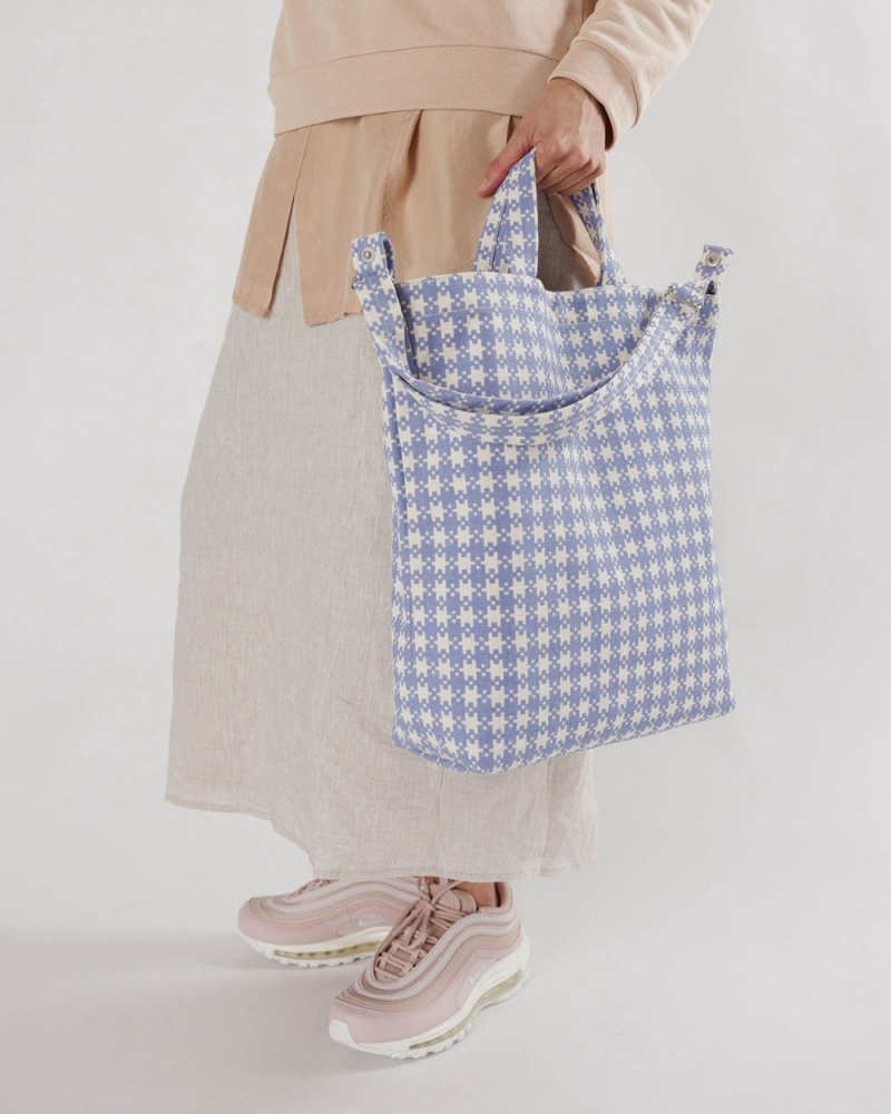 Baggu Duck Tote Bags Blue Pixel Gingham | 768WQEFVC