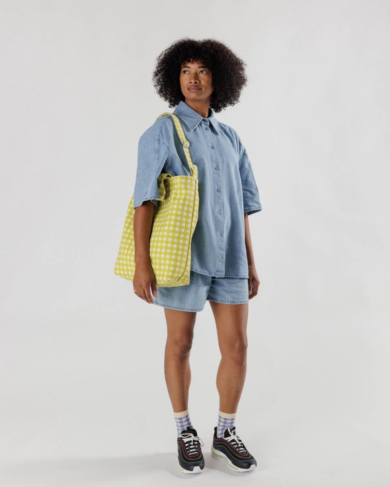 Baggu Duck Tote Bags Chartreuse Pixel Gingham | 247YBEKOJ