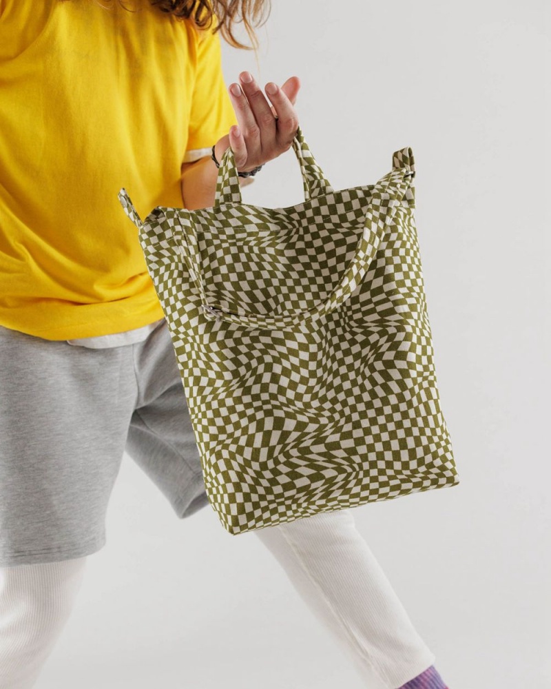 Baggu Duck Tote Bags Moss Trippy Checker | 048ITAURQ