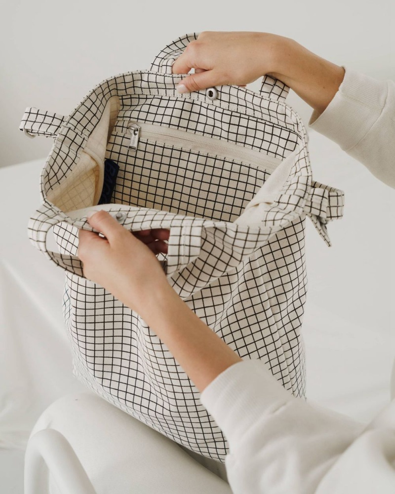 Baggu Duck Tote Bags Natural Grid | 614QKNJRD