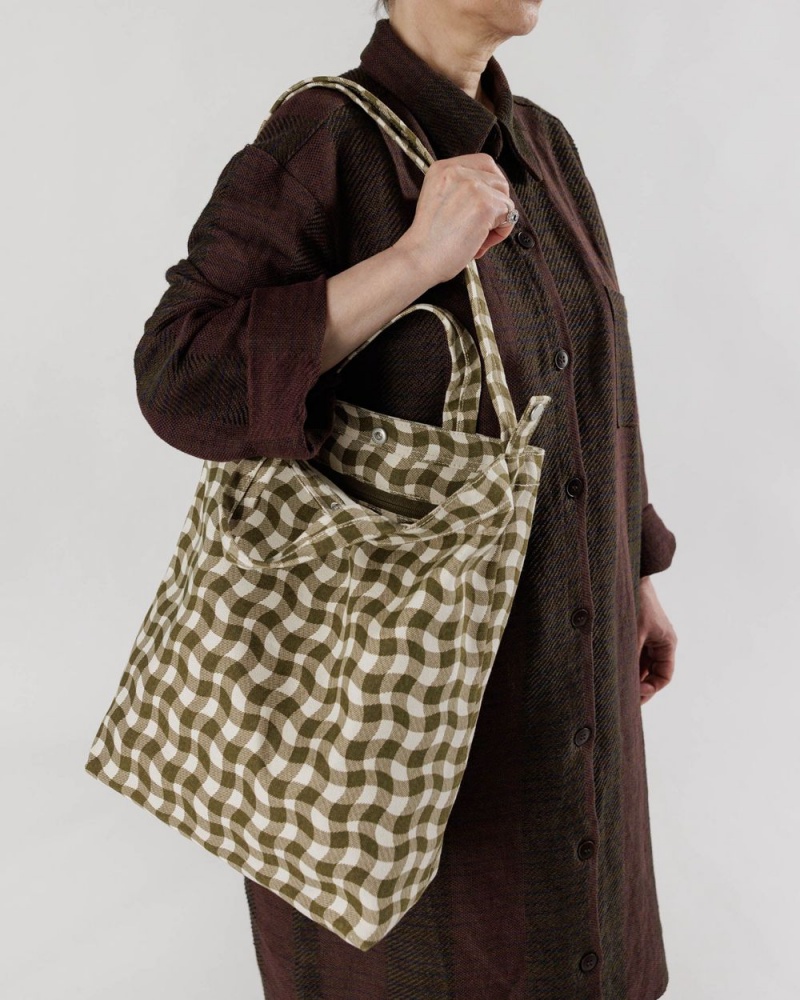 Baggu Duck Tote Bags Wavy Gingham Brown | 892MHTDRS