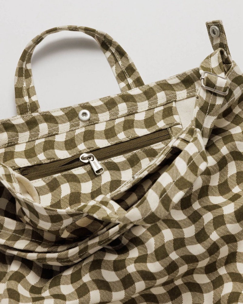 Baggu Duck Tote Bags Wavy Gingham Brown | 892MHTDRS