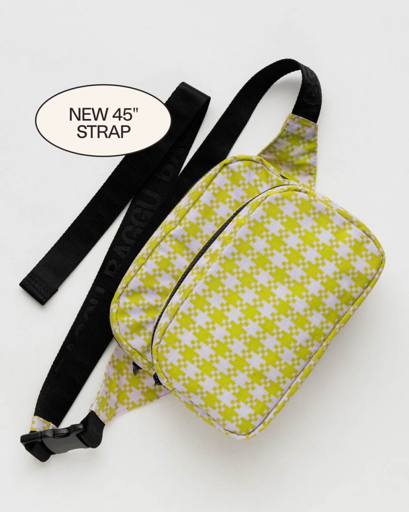 Baggu Fanny Pack Crossbody Bags Pink Pistachio Pixel Gingham | 123PERZNM