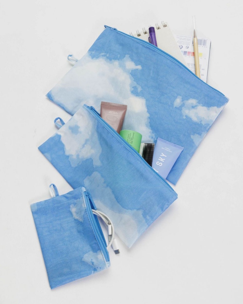 Baggu Flat Pouch Set Pouches Clouds | 809QWJHFX