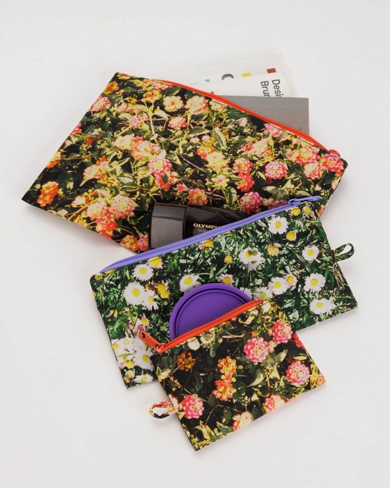 Baggu Flat Pouch Set Pouches Photo Florals | 492VHTKBC