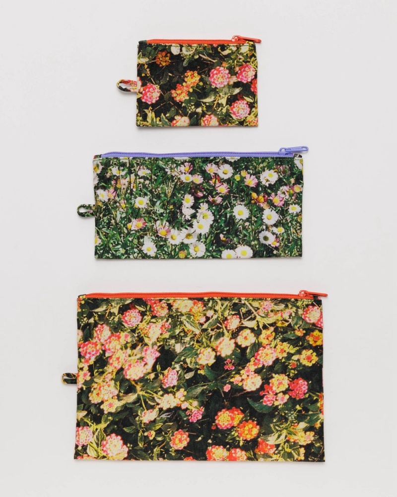 Baggu Flat Pouch Set Travel Bags Photo Florals | 615PXNTME