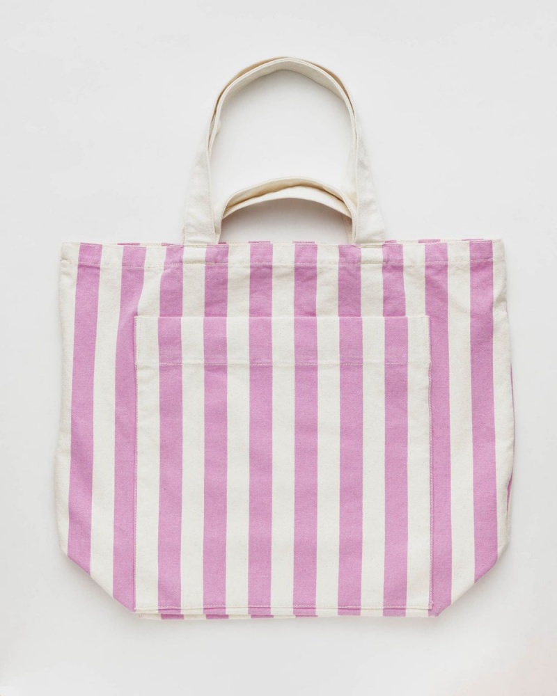 Baggu Giant Pocket Tote Bags Pink Awning Stripe | 189PHDUTL