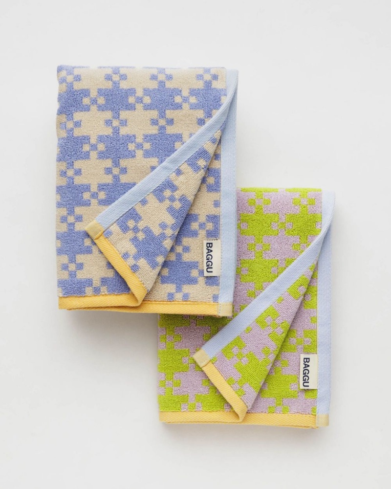 Baggu Hand Set of 2 Towels Pastel Pixel Gingham | 897OQZVWM